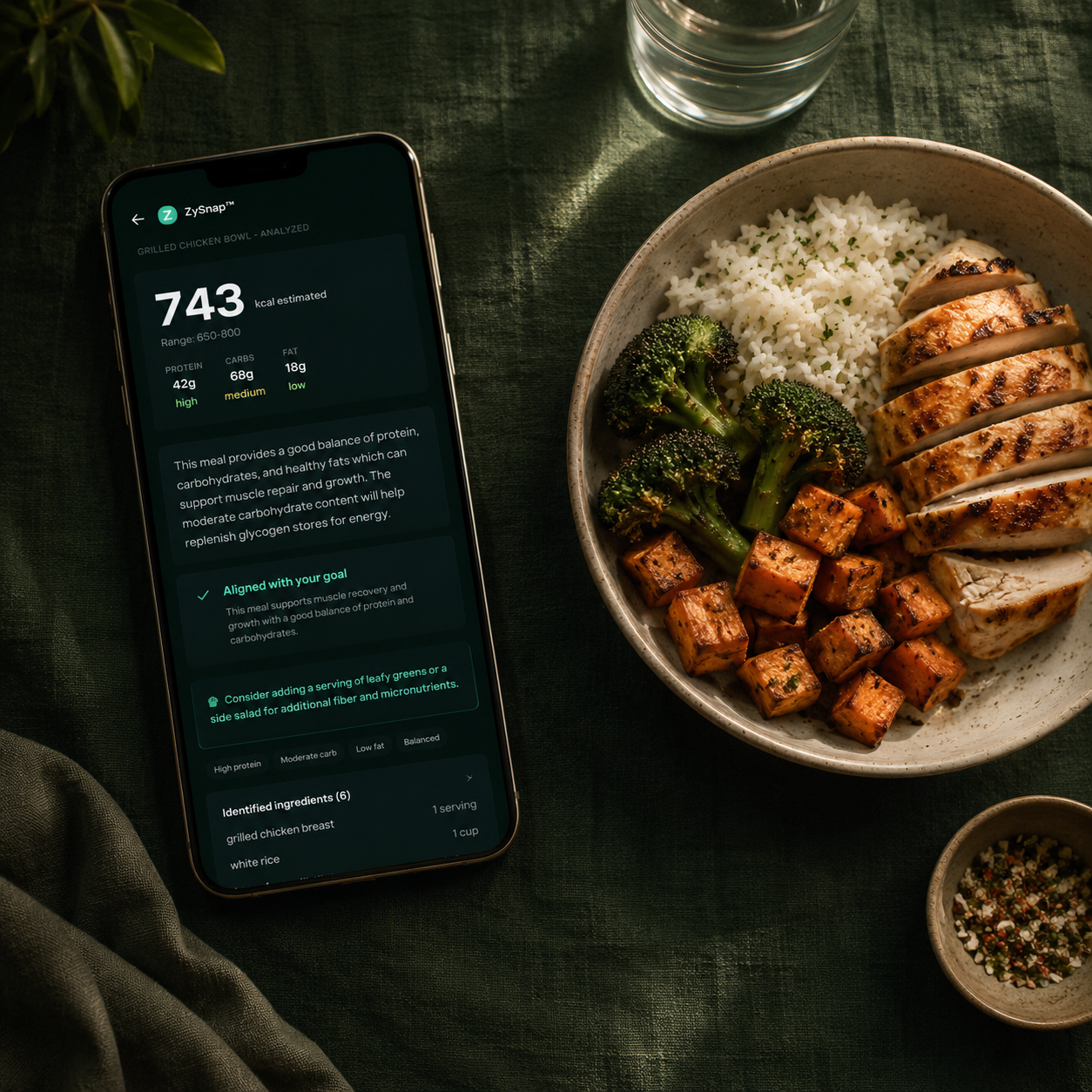 ZySnap analyzing nutritional data